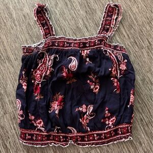 Crave Fame Navy and Red Paisley Top